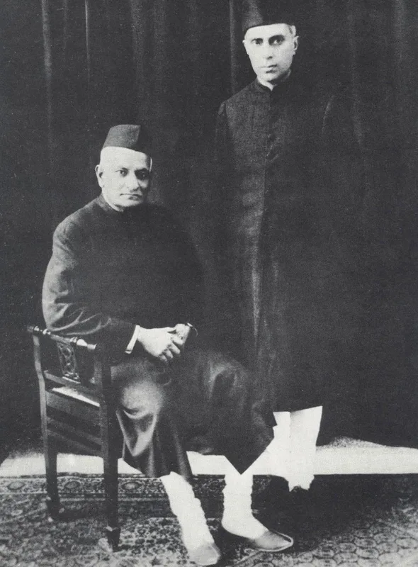 Nehru as president-elect of the Lahore Congress, with his father, in 1929.