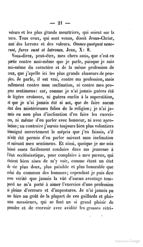 Page 21 of the Testament, vol. 1: ordained "pour complaire à mes parens."