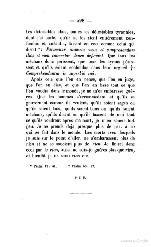 The last page of the Testament: "bientôt je ne serai rien."