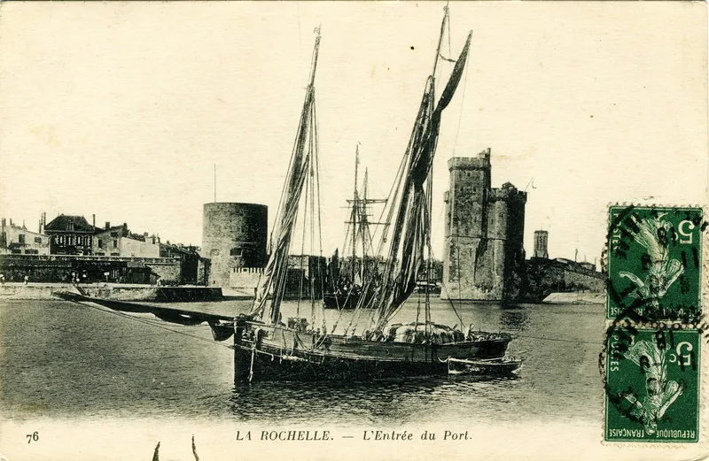 The harbour entrance at La Rochelle, on a postcard sent before 1918. Sartre's family moved to the town in 1917.