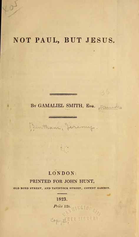 The title page of Not Paul, but Jesus (1823), "by Gamaliel Smith."