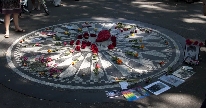 The Imagine mosaic in Strawberry Fields, Central Park, the memorial garden opposite the Dakota.