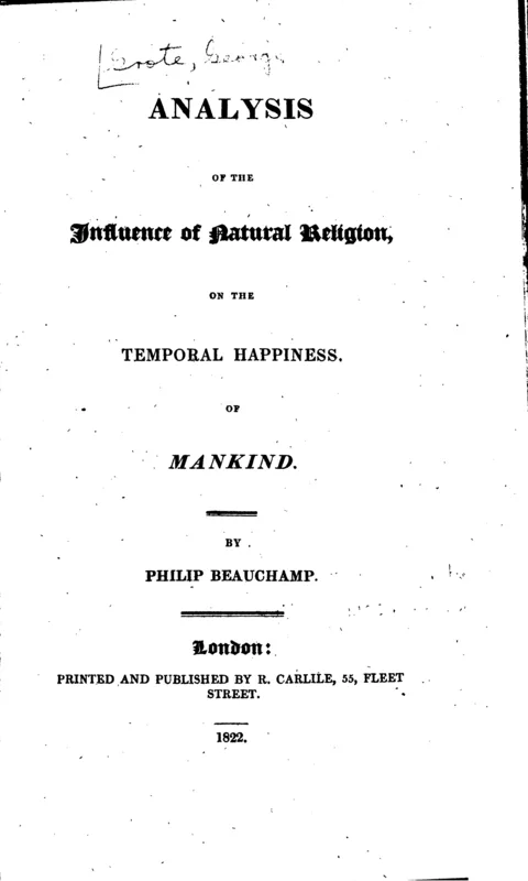 The title page of the Analysis of the Influence of Natural Religion (1822), printed by Richard Carlile.