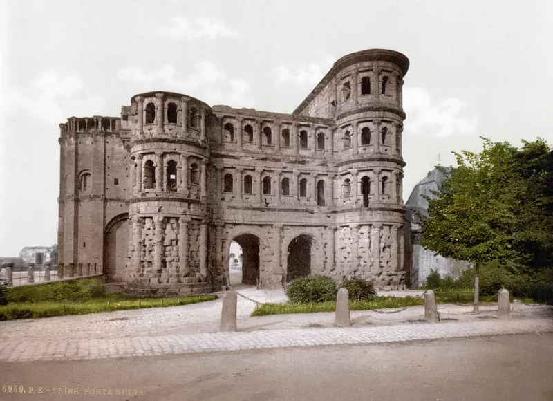 Trier's Roman gate, the Porta Nigra, photographed about 1900.