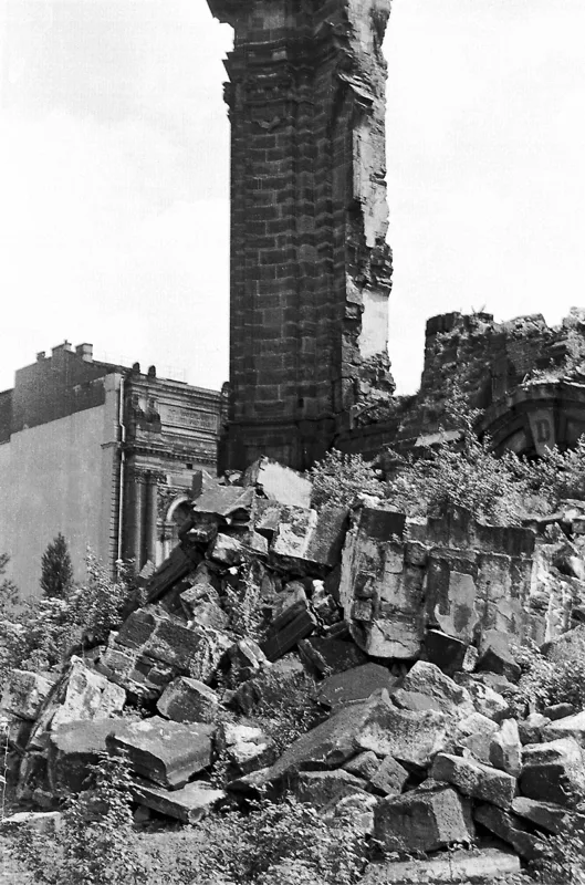The ruins of the Frauenkirche on the Neumarkt in Dresden, photographed in 1968.