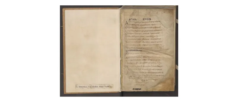 The first page of the oldest manuscript of the poem, the Leiden "Oblongus," written in the ninth century.