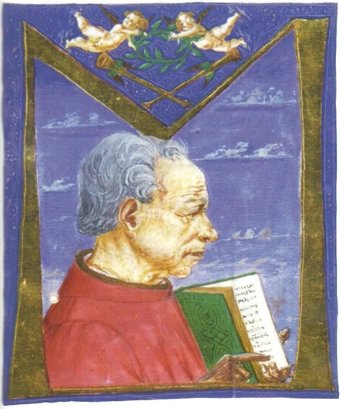 Poggio Bracciolini, in a fifteenth-century manuscript portrait.