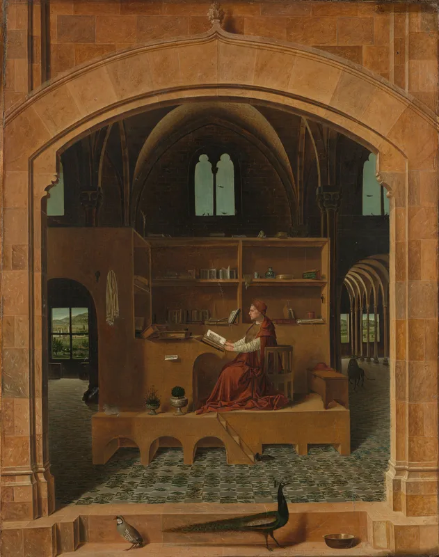 St Jerome in his study, by Antonello da Messina, about 1474. Jerome's chronicle is the only ancient source for the story of the love potion.