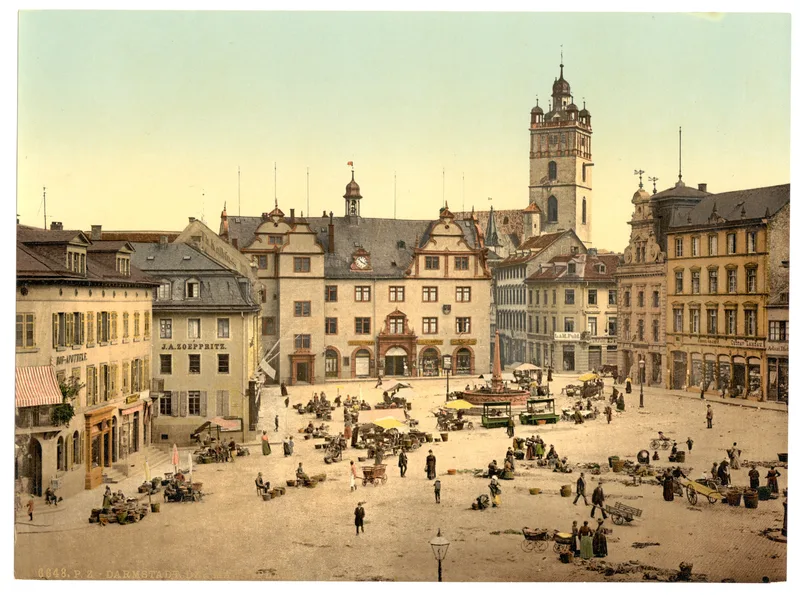 Darmstadt market place, about 1895.