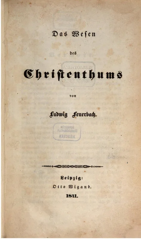 The title page of the 1841 first edition of Das Wesen des Christenthums.
