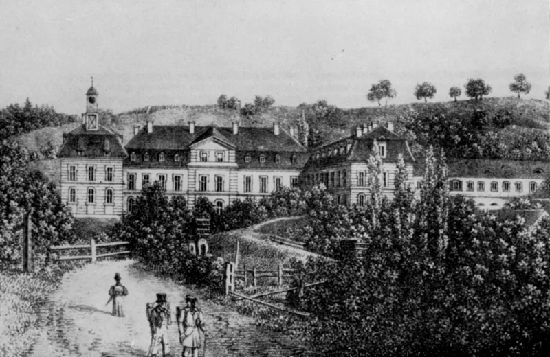 Bruckberg castle and its porcelain works, his home from 1836 until about 1860.