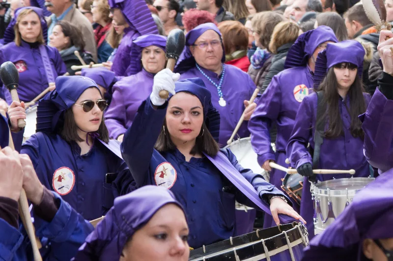 Holy Week drums at Calanda, in a modern photograph. Buñuel heard them as a child and later used them in his films.