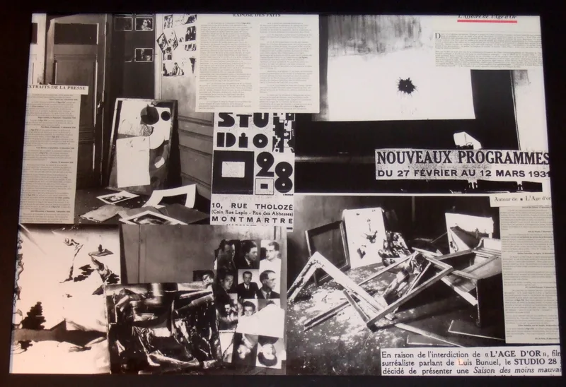 Studio 28 in Montmartre, where right-wing agitators attacked the audience and the foyer during L'Âge d'or on 3 December 1930, in a modern photograph.