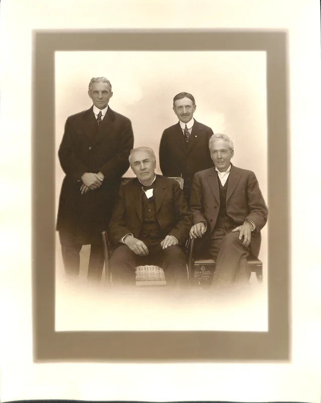 Burbank, Edison and Ford at Santa Rosa, 1915.