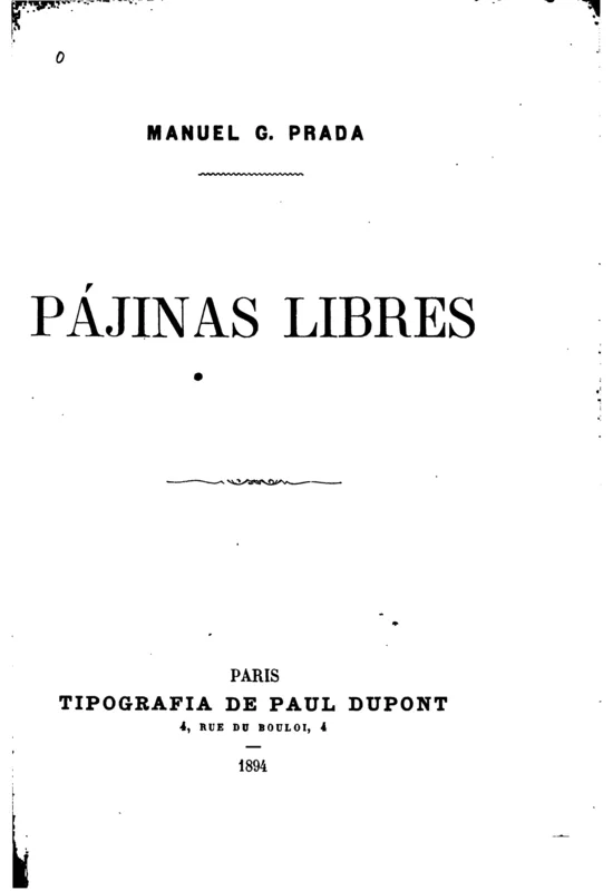 The title page of Pájinas libres (Paris, 1894).