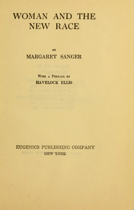The title page of Woman and the New Race (1920).