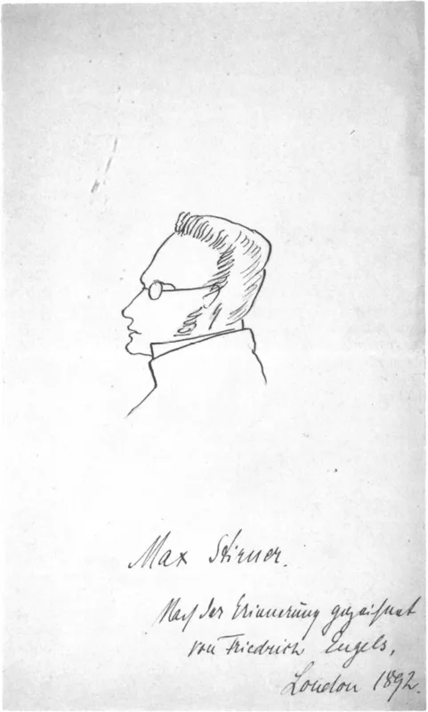 Max Stirner as Friedrich Engels remembered him, sketched from memory in London in 1892.