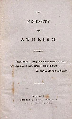 The title page of The Necessity of Atheism, 1811.