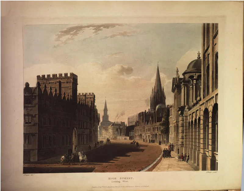 The High Street, Oxford, looking west, in an engraving of 1814.