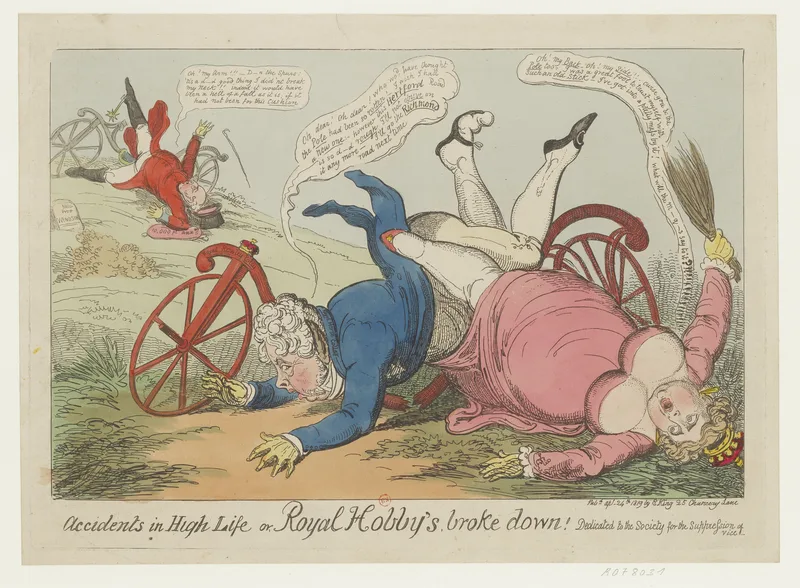 Accidents in High Life (1819), a George Cruikshank satire dedicated to the Society for the Suppression of Vice.