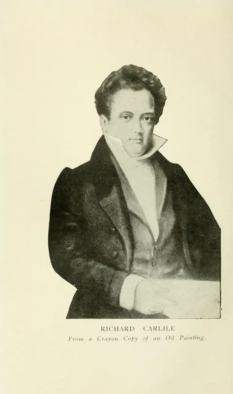 Richard Carlile, the frontispiece of his daughter's life of him, The Battle of the Press (1899), "from a crayon copy of an oil painting."
