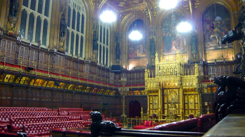 The House of Lords chamber, where The God Delusion was read aloud and answered in 2006.
