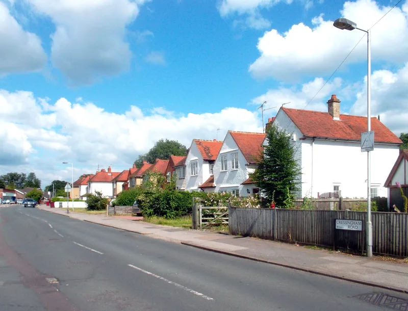 Cressingham Road in Whitley, Reading, the district where Gervais grew up, in a modern photograph.