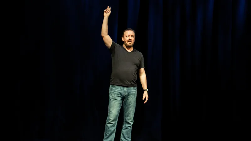 Ricky Gervais on stage in December 2018.