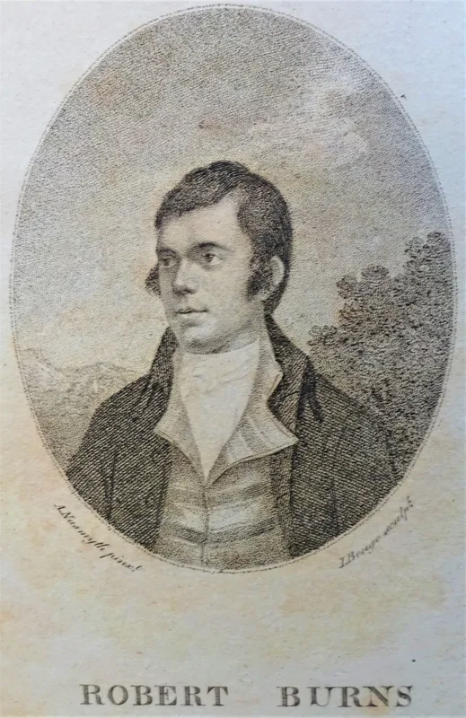 Robert Burns, engraved by John Beugo after Alexander Nasmyth, 1794. Burns was the first author who showed Ingersoll "a natural honest man."