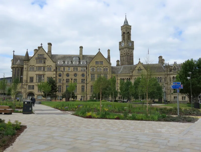 Bradford Town Hall. A copy of The Satanic Verses was burned in Bradford in January 1989; this photograph does not show the place.