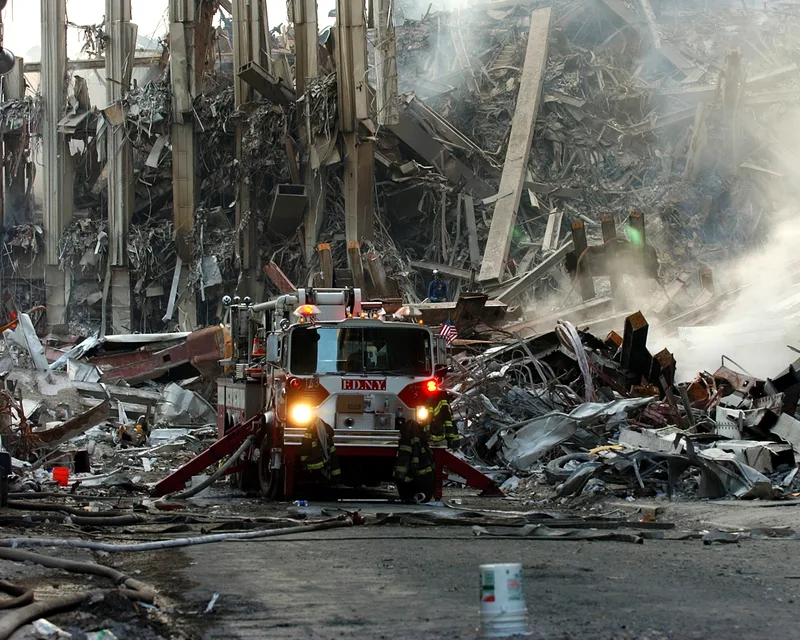 The World Trade Center site on 16 September 2001. Harris began The End of Faith in the days after the attacks.