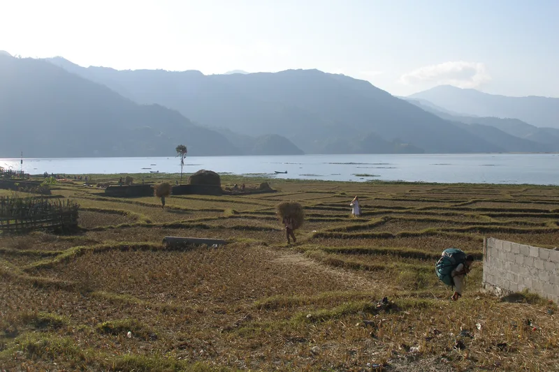 Phewa Lake at Pokhara, Nepal, in 2007, where Harris spent hours in terror under LSD on his first visit at twenty.