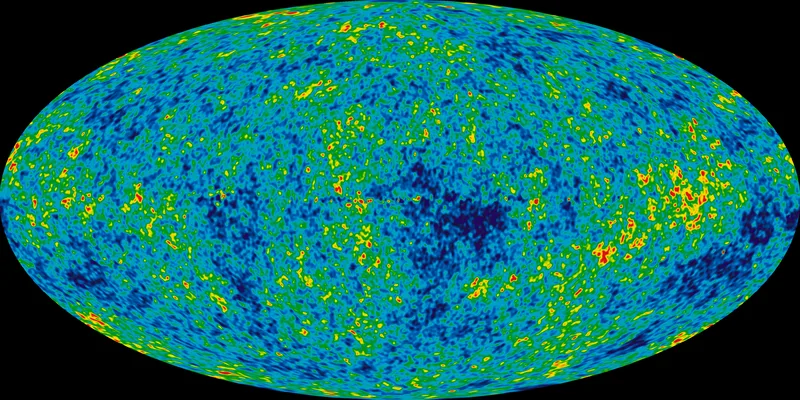 The nine-year all-sky map of the cosmic microwave background from NASA's WMAP satellite, released in 2012. Carroll's argument against God has been made from cosmology throughout.