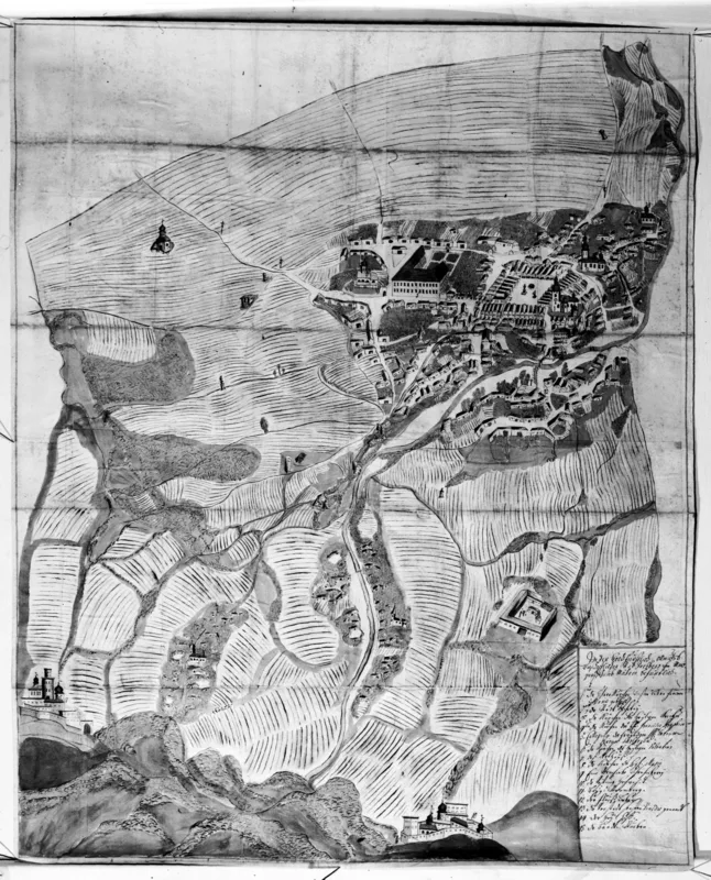 Freiberg in Moravia, now Příbor, in a view of 1728.