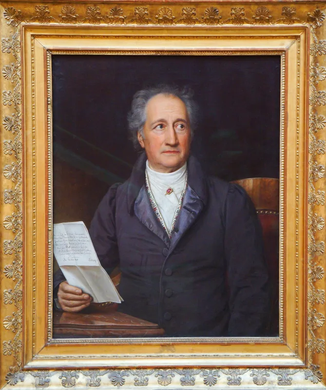 Johann Wolfgang von Goethe, painted by Joseph Karl Stieler in 1828; a reading of Goethe's essay on Nature turned Freud to science.