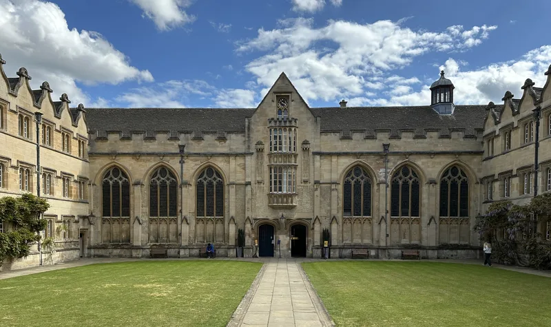 The main quadrangle of University College, Oxford, where Hawking was an undergraduate from 1959.