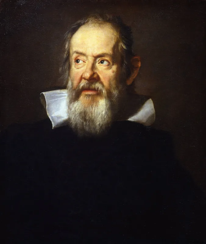 Galileo Galilei, painted by Justus Sustermans in 1635. Hawking was born on the three-hundredth anniversary of his death and later wrote of a strong sense of identity with him.
