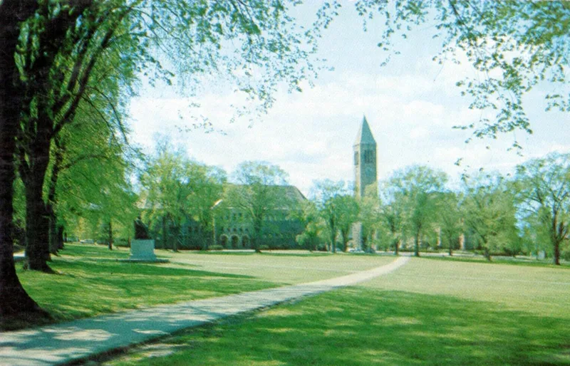 Cornell University, from a postcard of about 1953, the years Weinberg studied there.