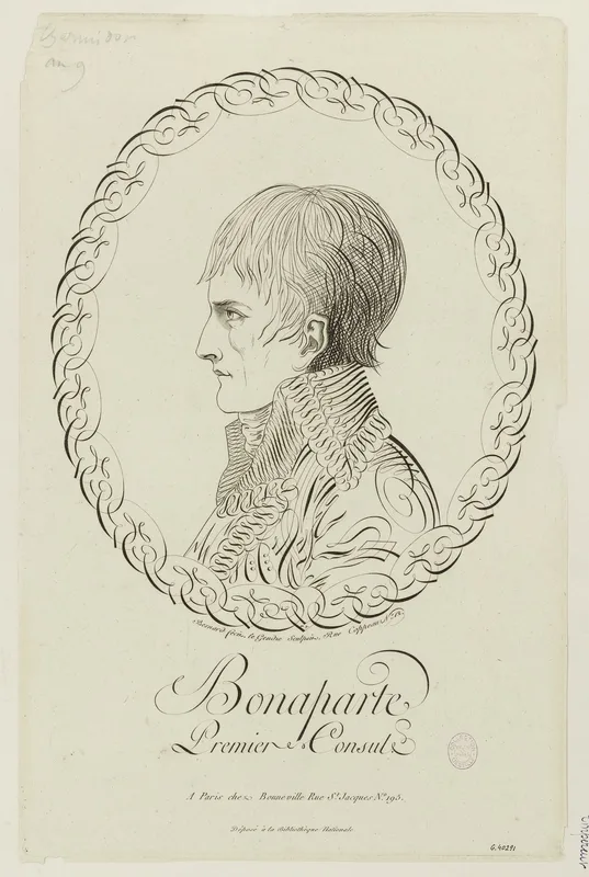 Bonaparte as First Consul, a print of 1800.