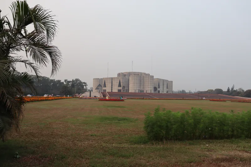 The Jatiya Sangsad Bhaban in Dhaka, outside which a hundred thousand people demonstrated against Nasrin in August 1994.