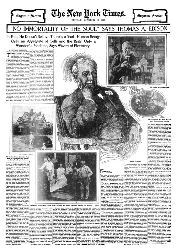 The New York Times Magazine section of 2 October 1910, with Edward Marshall's interview.