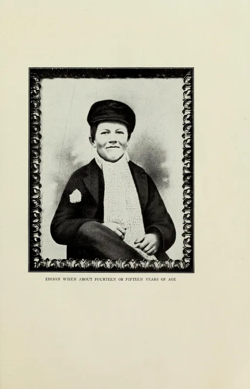Edison at about fourteen or fifteen, in his years as a newsboy on the Grand Trunk line.
