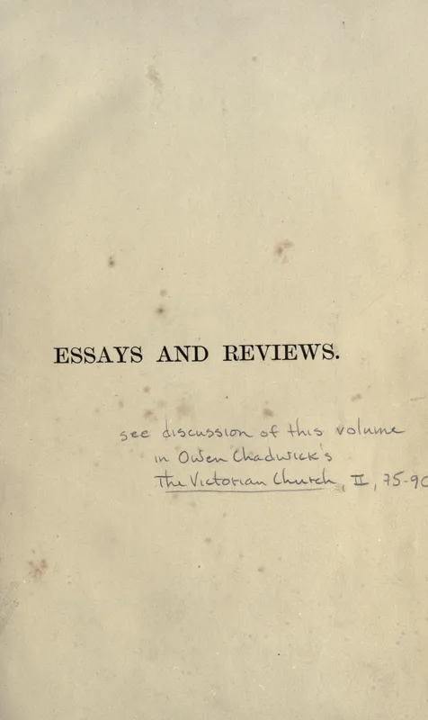 The title page of Essays and Reviews (1860), the book of liberal theology that Horace Moule put in Hardy's hands.