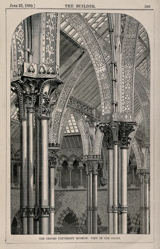 The interior court of the Oxford University Museum, where the 1860 meeting was held, in a photograph of the 1860s.