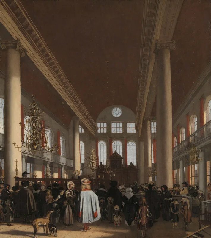 The interior of the Portuguese Synagogue in Amsterdam, painted by Emanuel de Witte about 1680.