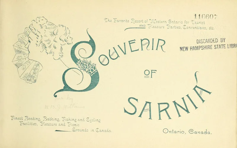 The title page of Souvenir of Sarnia (1894), the Ontario town where De Cleyre spent her convent years.