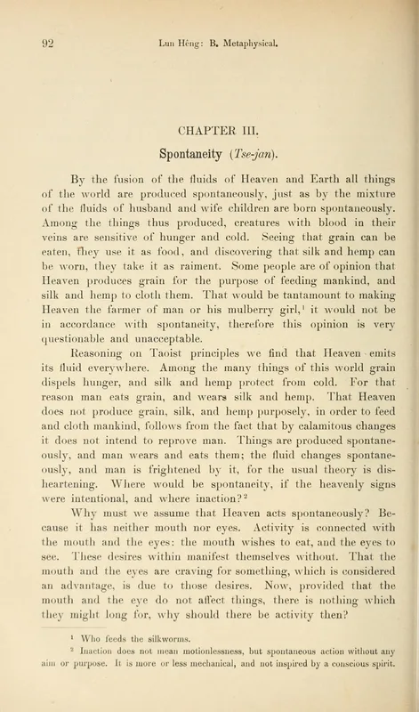 Forke's translation, p. 92: Heaven "has neither mouth nor eyes."