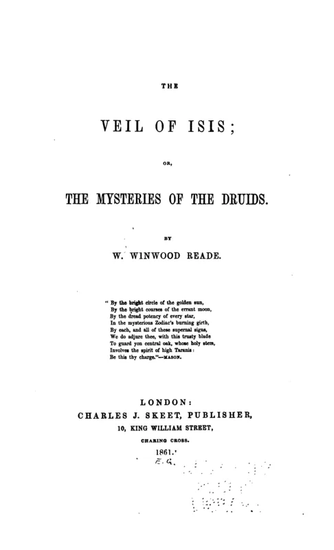 The title page of The Veil of Isis, 1861.