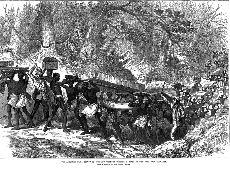 The Ashantee War: a convoy of sick and wounded from Coomassie, Illustrated London News, 28 March 1874.