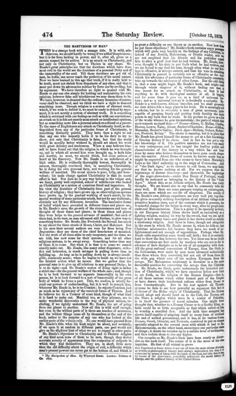 The Saturday Review of 12 October 1872, page 474: "an unbeliever of a high order".